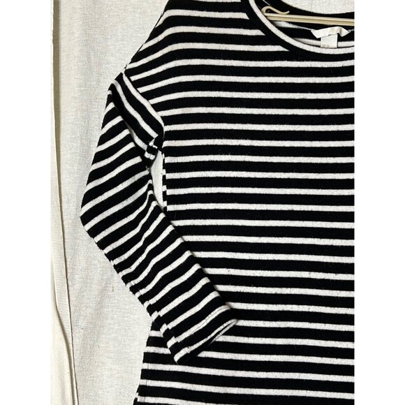 H&M Black & White Striped Long Sleeve Top XS Nautical Soft Comfortable - Picture 2 of 9